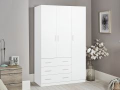 Tongass 3 Door Wardrobe with 3 Drawers - White