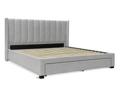 Hogan Super King Bed Frame with Storage - Light Grey
