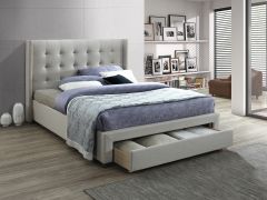 Thomas Queen Bed Frame With Storage - Oat White