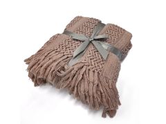 Premium Crochet Throw Blanket Pink 130x220cm