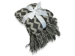 Premium Crochet Throw Blanket Dark Grey 130x220cm