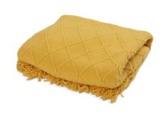 Premium Crochet Throw Blanket Yellow 130x170cm