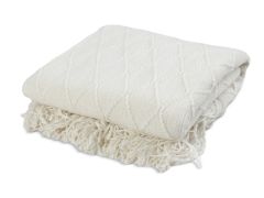 Premium Crochet Throw Blanket Cream 130x170cm