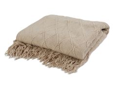 Premium Crochet Throw Blanket Khaki 130x170cm