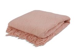 Premium Crochet Throw Blanket Pink 130x170cm