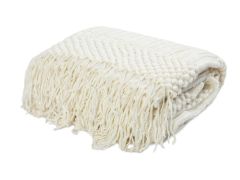 Premium Crochet Throw Blanket Cream Pineapple Pattern 130x170cm