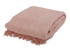 Premium Crochet Throw Blanket Pink 130x260cm