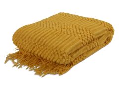 Premium Crochet Throw Blanket Yellow 130x260cm