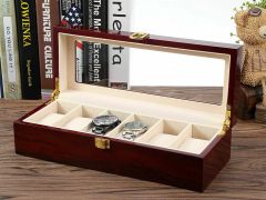 6 Slots Wooden Watch Storage Box Display Case