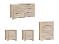 Sagano Bedroom Storage Package with 2 Bedside Table - Oak