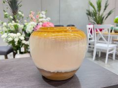 Cleo Glazed Ceramic Vase Yellow - Round Small