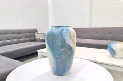 Elara Ceramic Vase Blue and White - Small