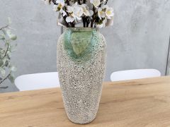 Elara Ceramic Vase with Glazed Green - Medium