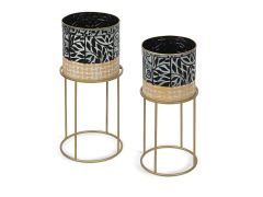 Plant Stand with Pot Set of 2 Black