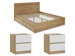 Harris King Bedroom Furniture Package 3pcs - Oak + White