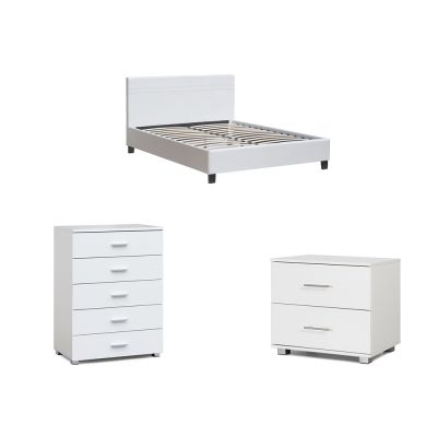 LOGAN Queen Bedroom Furniture Package - WHITE