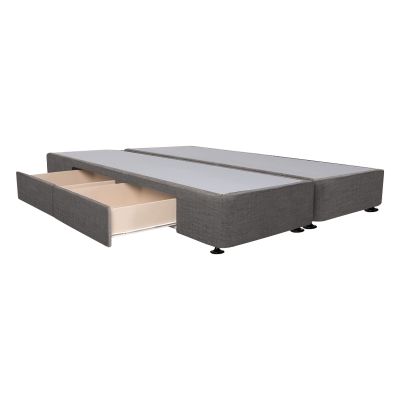 CHARLES Fabric Super King Split Bed Base 4 Drawers - SLATE