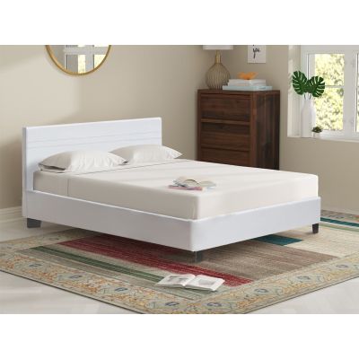 LOGAN Double PU Bed Frame - WHITE