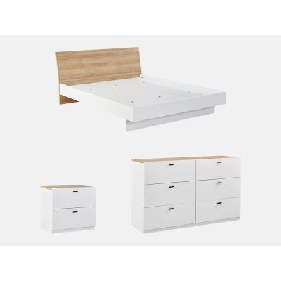 HEKLA King Bedroom Furniture Package with Low Boy - WHITE