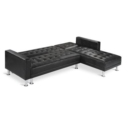 Colorado 3 Seater Sofa Bed Futon with Chaise - Black