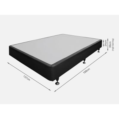 Vinson Fabric Double Bed with Deluxe Mattress - Black