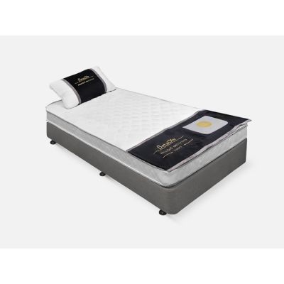 Vinson Fabric Single Bed with Basic Mattress - Grey