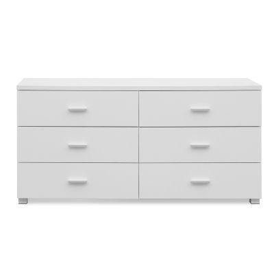 Bram Low Boy 6 Drawer Chest Dresser - White