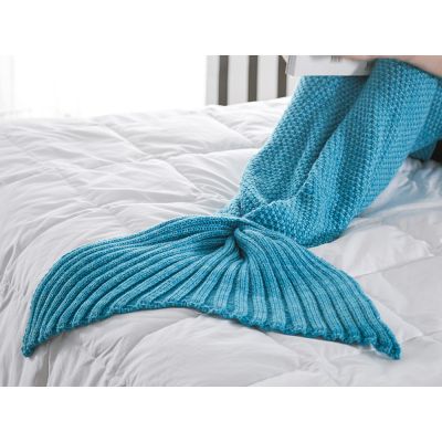 Mermaid Tail Blanket Knitted Blanket Crochet Blanket - AQUA