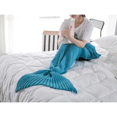 Mermaid Tail Blanket Knitted Blanket Crochet Blanket - AQUA