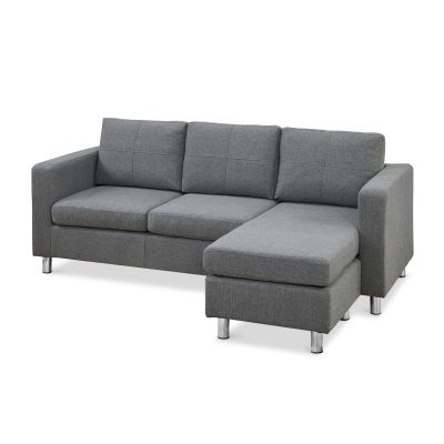 Seattle 3-Seater Fabric Sofa Couch with Chaise - Dark Grey