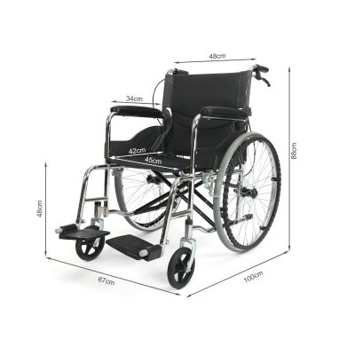 Self-Propelled Wheelchair with Locking Hand Brakes - Black