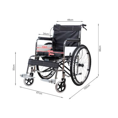 Self-Propelled Wheelchair with Toilet - Black