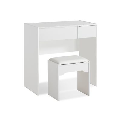 LAVENDER Hidden Mirror Dressing Table Set 2PCS - WHITE