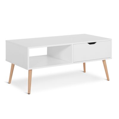 Riley 1 Drawer Wooden Coffee Table - White