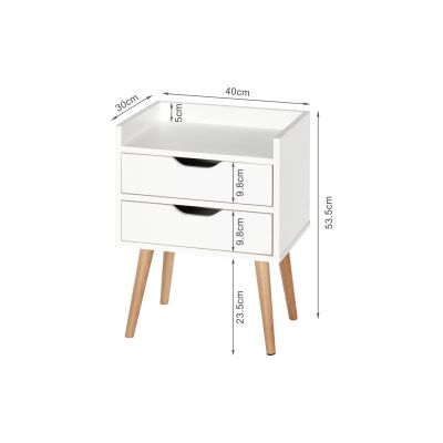 MARC Bedside Table Nightstand - WHITE