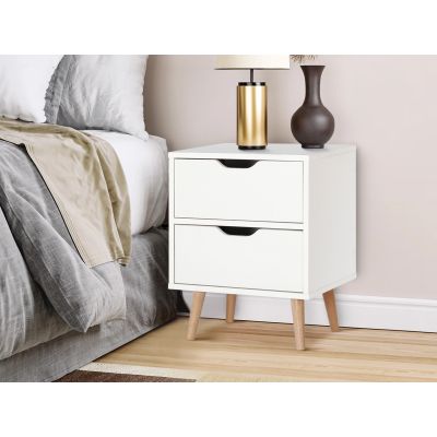 LOY Bedside Table Nightstand - WHITE