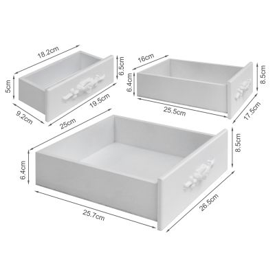 ASTILBE 7 Drawers Dressing Table with Folding Mirror Set 2PCS - WHITE
