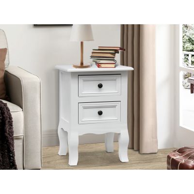 ZEUS Wooden Bedside Table Nightstand with 2 Drawers