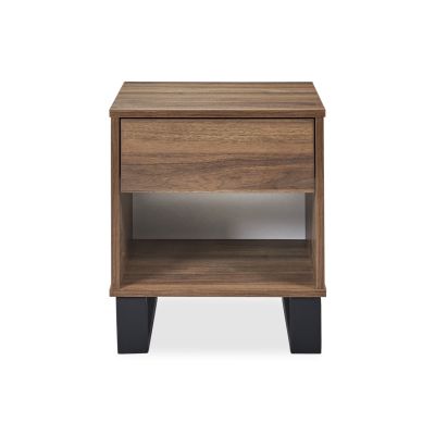 Frohna Wooden Bedside Table Nightstand - Walnut