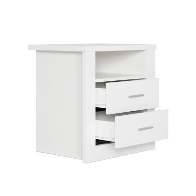Mateo Wooden Bedside Table with 2 Drawer - White