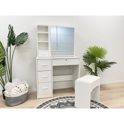 Carnation Dressing Table with Drawers Set 2pcs - White