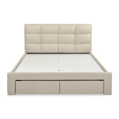 MUSALA King Bed Frame with Storage - BEIGE
