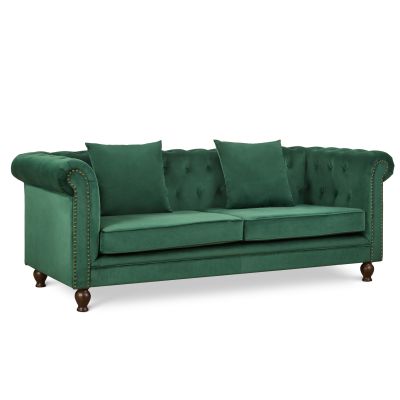 Vagas 3 Seater Velvet Sofa - Green