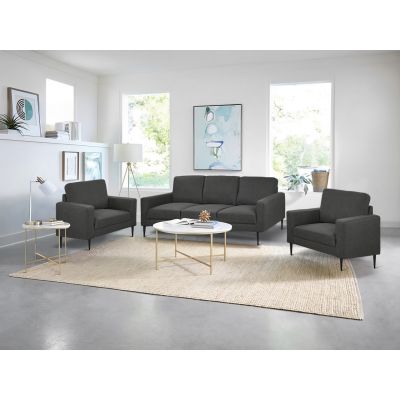 Toronto 3 Piece Sofa Set with 2 Occasional Fabric Chair - Dark Grey