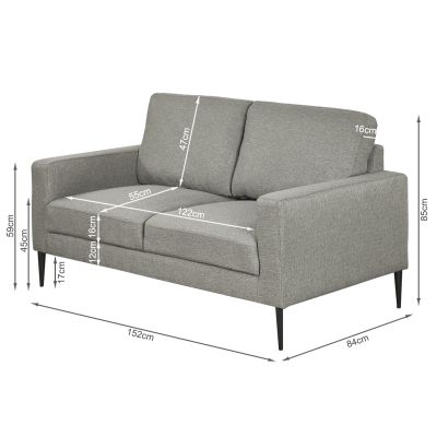 Toronto 2 Seater Fabric Sofa - Light Grey