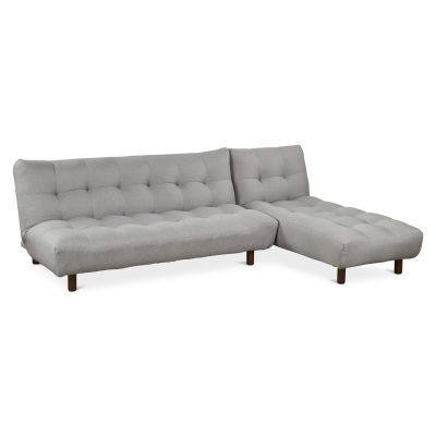 Helena 3 Seater Fabric Sofa Bed Futon with Chaise - Light Grey