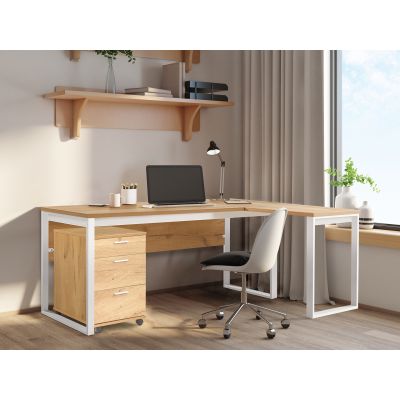 Nakia Computer Corner Desk with Filing Cabinet - Oak