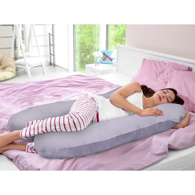 Crystal Velvet Pregnancy Maternity U-Shape Pillow - Dark Grey