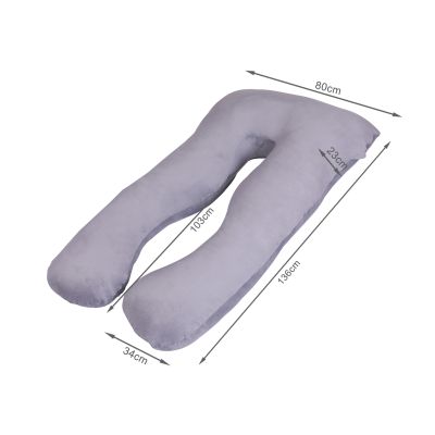 Crystal Velvet Pregnancy Maternity U-Shape Pillow - Dark Grey