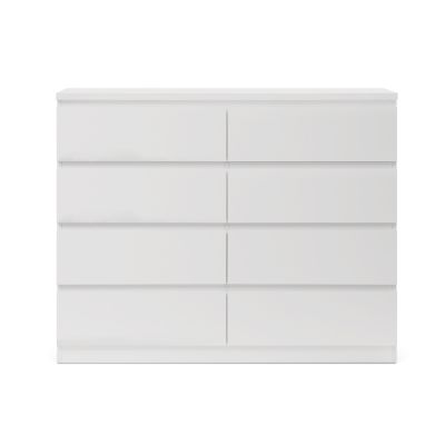 Tongass Wooden Low Boy 8 Drawers - White